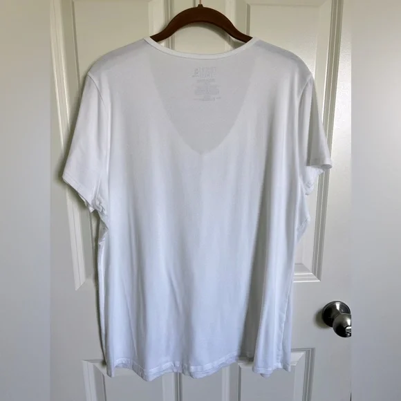 White V-Neck T-Shirt, Size XL - Picture 3 of 3